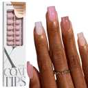 BTArtboxnails XCOATTIPS Bare 5-Shades Nude Press on Nails - Short Square Press on Nails, 4-Week Wear, Easy Apply, Soak Off, Salon Quality Value at Home, 16 Sizes - 160 Fake Nails,03 S - Square in Bare 5-Shades Nude Base
