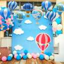 8 Pcs Blue Hot Air Balloon Paper Lanterns, 12 Inch Hanging Ceiling Decor in Sky Shades - Reusable Party Decorations for Shower, Birthday, Nautical Theme, Wedding & Nursery Room (Bule)