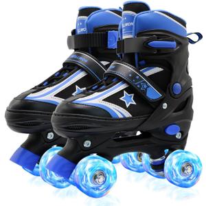 Kids Roller Skates for Boys Girls, 4 Size Adjustable Kids Rollerskates with Light Up Wheels Roller Skates for Boys Girls Size 11-2