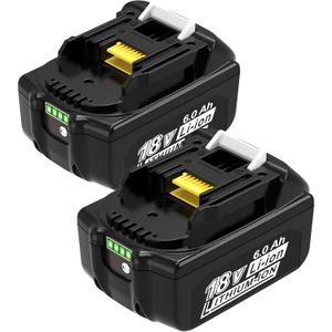 Worthmah 2Pack 6000 mAh 18V Long-Lasting Lithium Battery Replacement for Makita 18V Battery BL1860B BL1850B BL1815 BL1840B BL1815, Compatible with makita 18V Charger and Cordless Power Tool