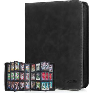 JoyHood Top Loader Binder, Top Loader Collection Album for Trading Cards and Sports Card Holds 252 Top Loaders, Not for Cards WITHOUT a Top Loader (Dark, 9 Pockets)