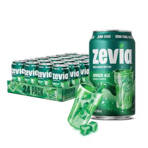 Zevia Zero Sugar Soda, Ginger Ale, 12 oz Cans (24-Pack) Naturally Sweetened, Non-GMO Project Verified, Gluten-Free, Vegan BBD 06-08-27
