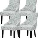 Lellen Pattern Wingback Chair Covers - Velvet Wingback Side Chair Slipcover Reusable Accent Chair Protector Cover Wing Chair Covers for Dining Room Banquet Home Decor4PCS (Green)