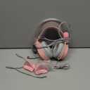 Lightweight Gaming Headset with Detachable Cat Ears, RGB Lighting, Wired Over Ear Headphones with Mic for PC, PS4, PS5, Switch, Stereo Surround Sound, Self-Adjusting Headband