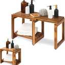 Adjustable Length 29 Inches Shower Stool Bench Chair Waterproof with Storage Shelf for Shaving Legs, Spa, Bath Seat in Bathroom, Inside Shower for Adults Seniors Elderly (Small 29 in)