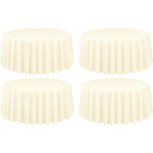 Showgeous 4 Pack Beige Round Tablecloth 90 Inch Table Cloth for Round Tables Polyester Tablecloths Table Cover for Dining Wedding Party