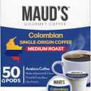 Maud's Colombian Coffee Pods, 50 Ct, Single Origin, Medium Roast Coffee in Recyclable Single Serve Pods 100% Arabica Coffee, Compatible with Keurig K Cups Maker, BB Date 10/30/2026