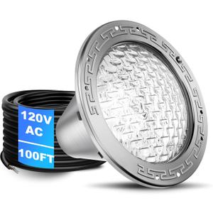 CAtArt 10 Inch Pool Light for Inground Pool (White), AC120V LED Pool Lights Suitable for 10 Inch Wet Niche, 35W, 100 Foot Cord