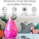 Crane Ultrasonic Humidifiers for Bedroom and Office, 1 Gallon Cool Mist Air Humidifier for Large Room and Home, Humidifier Filters Optional, Pink