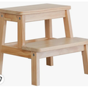 Adult & Child Wooden Two Step Stool ，Stepping Stool，Kids Step Stool Kitchen Step Stools for Bathroom– Perfect for Kitchen, Bathroom, Bedrooms & More (Wood Color)