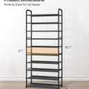 STO STO 10-Tier Shoe Rack with Sturdy Mesh Shelves, Tall Metal Shoe Organizer for Entryway, Closet, Garage, Front Door, Holds 30 Pairs, Free-Standing Large Shoe Storage Shelf, Adjustable Feet, Black