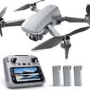 GPS Drone with EIS 4K Camera, RC Drones with 4.5 inch HD Screen on Controller, Auto Return, 3 Batteries for 90 min Flight Time, 3280 FT Long Control Range Transmission, Circle Fly and Follow Me Mode, Foldable Quadcopter for Beginner, Under 249g