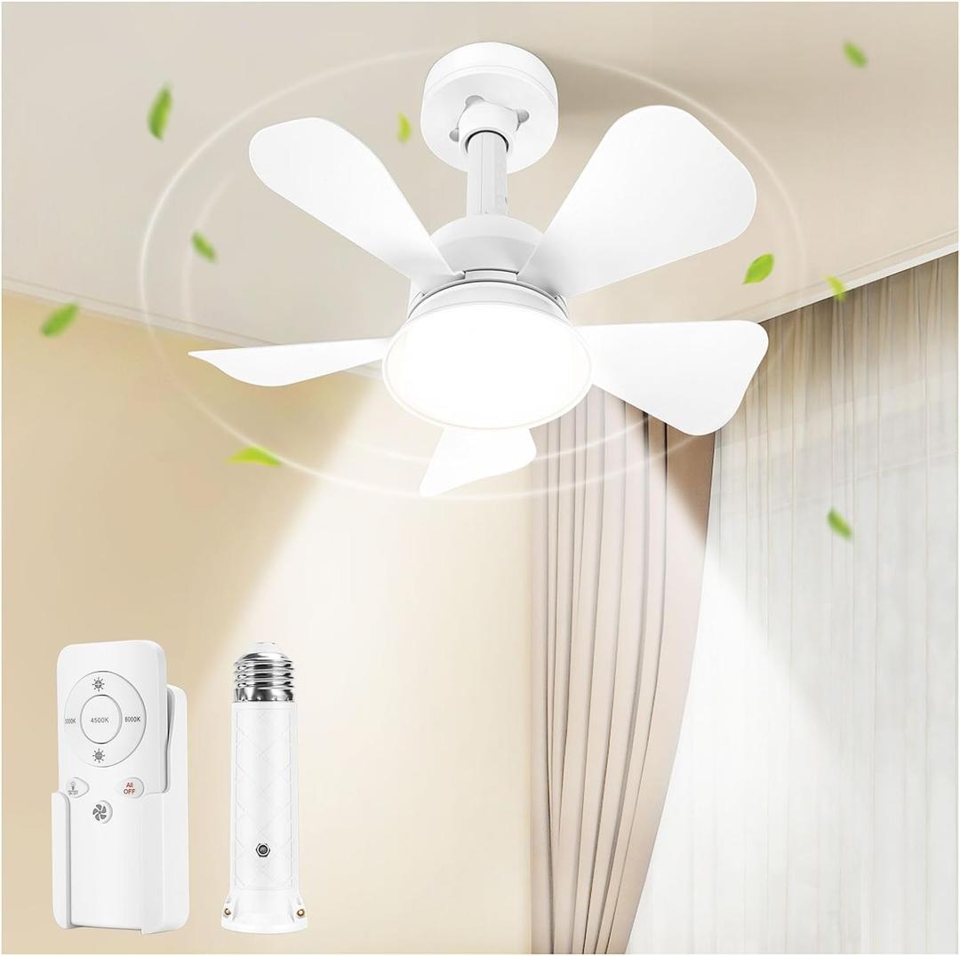 Ceiling Fans with Lights and Remote, Quiet Ceiling Fans with 5 Blades, 3 Color LED Dimmable, Low Profile Ceiling Fan with Light for Bedroom, Garage, Kitchen, Living Room, Patio (Pure White)