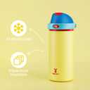 18 oz Insulated Water Bottle for Kids: Meoky Stainless Steel Water Bottle with 2-in-1 Straw and Spout Lid - Leak Proof, Fits in Car Cup Holder, BPA-Free for Sports School Backpacks, Golden Charm