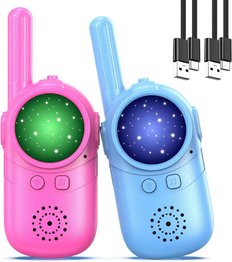 Walkie Talkies for Kids Rechargeable, 3 4 5 Year Old Boy Girl Gifts, 2 Pack Birthday Gifts for 3 4 5 6 7 8 Year Old Boys, Toddler Toys for Indoor Outdoor Games (Bubble Cotton)