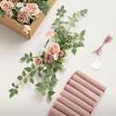 Ling's moment 8 Wedding Chair Decorations Aisle Pew Church Artificial Flower Greenery Swag Dusty Rose Pink Cream Bench Ceremony Reception Floral Faux Backdrop Rose Arrangements Party Outdoor Sashes