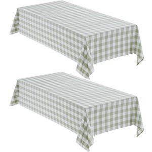 Checkered Tablecloth Rectangle, 2 Pack Gingham Table Cloths Waterproof Wrinkle Free Buffalo Plaid Table Covers Washable for Dining, Parties & Outdoor Picnic(Sage Green and White, 60"120")
