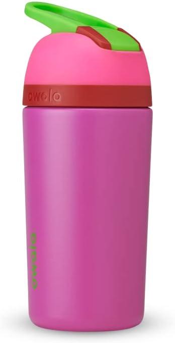 Owala Kids Flip Insulated Stainless-Steel Water Bottle with Straw and Locking Lid, 14-Ounce, Pink/Purple (All the Berries)