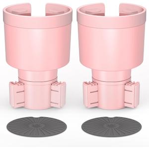 Seven Sparta 2 Pack Car Cup Holder Expander with Adjustable Base, Compatible with Hydro Flasks 32/40 Ounce, Compatible with Yeti Ramblers 20/26/30 Ounce, Other Bottles in 3.4"-3.8" (Pink)