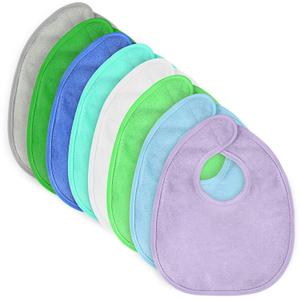 Vicloon Terry Bib Set - 8pcs Baby Bibs for Drooling & Teething, Waterproof Protection, Adjustable Closure (Blue)