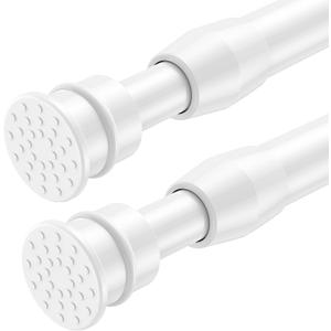 AIZESI 2 Pack Tension Curtain Rods for Windows 27 to 38 inch, Adjustable Expandable Pressure Spring Curtain Rods No Drilling, White Tension Rods for Bedroom Closet Door