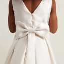 Satin Flower Girl Dress Sleeveless Girls Party Dresses for Wedding Pageant First Communion Gown with Bowknot (White)