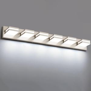Bathroom Lights Fixtures Over Mirror, 360°Rotate Modern LED Vanity Lights for Bathroom, 48W Dimmable & High CRI Acrylic Wall Lighting, No Assembly Required (Brushed Nickel, 6-Light, 36 Inch)