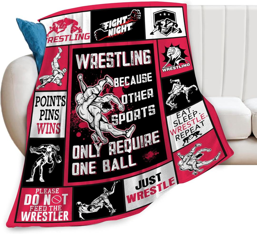 Wrestling Throw Blanket Soft Fleece Flannel Bedding Wrestling Gifts for Men Wrestler Boys Women Girls Lovers Adults Stuff Plush for Couch Sofa Bed Room Decor 40"X50"
