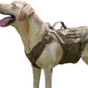 No Pull Dog Harness - Tactical, Breathable Mesh, Pet Walking Hiking Training Vest - Dog Harness for Dogs, Service Dog, Large, Coyote Brown