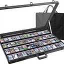 Card Display Case Aluminum Trade Show Display Case Large Portable Trading with Lock for Collectibles, Sports Cards. 34IN x 22IN - Black