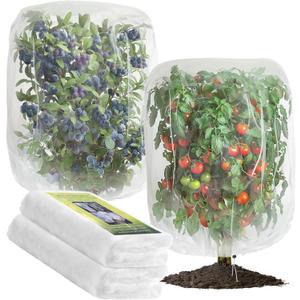 2 PCS Large Fruits Tree Netting Cover for Garden 10 x 10 ft Garden Insect Bird Barrier Plant Netting for Tomato Blueberry Bush Netting Covers Deer Cicada Netting Cover Bag with Drawstring