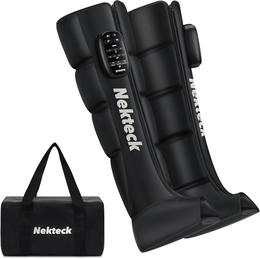 Nekteck Leg Compression Massager Recovery System, Cordless Foot and Leg Massager for Circulation and Pain Relief, Rechargeable Compression Boots with 6 Modes 4 Intensities, Legs Relaxation, Size: Middle (2-Pack)