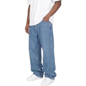 Plaid&Plain Men's Baggy Jeans Wide Leg Heavyweight 100% Cotton Loose Fit Jeans, Elastic Waist, (34W x 28L, Antique)