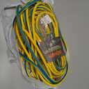 GOMEN 25 ft Extension Cord with Lighted Locking End - 14 AWG Gauge - 14/3 SJTW Heavy Duty for Outdoor/Indoor, 3 Prong Plug, Blue/Yellow Weather Resistant Jacket, for Major Tools and Appliances, 2 Pack