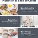 4Cup Nonstick Egg Pan Set with Lid Aluminum Omelette Skillet for Breakfast, Includes Silicone Scraper, Oil Brush, Chopsticks & Cleaning Cloth Compatible with Gas & Induction Cooktops (White)