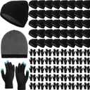 80 Pcs Winter Ski Beanies Gloves Bulk Unisex Touchscreen Knit Gloves Thick Fleece Hats Combo Pack for Homeless Men Women