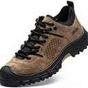 DINGGU Steel Toe Shoes for Men, Safety Mens Work Shoes Comfortable Indestructible Construction Shoes Leather Size 9