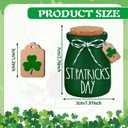 Umigy 6 Set St. Patrick's Day Mini Mason Jars Saint Patrick's Day Tiered Tray Decor Shamrock Small Glass Jars with Lids Wood Tags and String Mason Jars for Centerpieces Kitchen Table Party Supplies