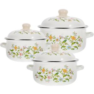 3pcs Set Enamel Pot Broth Pot Enamel Stock Small Sauce Pan Small Cooking Stew Pan Soup Casserole Stovetop Casserole Cooking 、 Binaural Kitchen Utensils