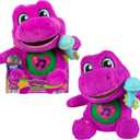 Barneys World Toddler Toys by Fisher-Price, Barney Tall Plush, 10.5 -inch Figure with Sounds, Soft Texture for Play, Kids Ages 2+ Years