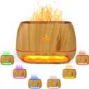 3-in-1 Ultrasonic Essential Oil Diffuser & Himalayan Salt Lamp Diffuser & 7 Colors Changing Oil Diffuser,100% Pure Himalayan Pink Salt Rock, Waterless Auto off-200ml (Wooden Grain)