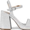 DREAM PAIRS Heels for Women Block Chunky Platform High Heels Open Toe Fashion Wedding Party Evening Prom Dance Ankle Strap Dress Pump Sandals Shoes (Silver) 5