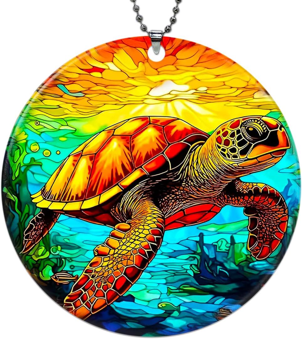 3 x Sea Turtle Ornament, Beach Ornaments for Christmas Tree, Beautiful Coastal Ocean Themed Christmas Ornaments, Sea Turtle Gifts for Women, Tortoise Gifts