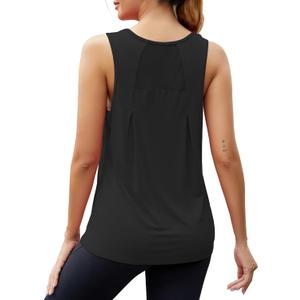 Mippo Workout Tops for Women Mesh Athletic Shirts Sleeveless Yoga Tank | Long Tank Tops, Lightweight, Loose Fit, Soft and Breathable, Running Tank, Gym and Casual, Easy to Care (Black, M)