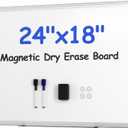 VUSIGN Magnetic White Board Kit for Wall 24" x 18", 1 Dry Eraser & 2 Multicolor Markers & 4 Magnetic Pins, Sliver Reinforced Aluminum Frame for Home, School, Office