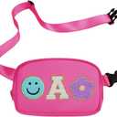 Fanny Pack For Girls Pink Kid Crossbody Bag Chenille A Letter Preppy Belt Bag, Christmas Birthday Graduation Gifts For Girl Teen Daughter Sister, Personalized Nylon Fanny Packs
