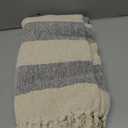 DII Rustic Farmhouse Cotton Cabana Striped Blanket Throw with Fringe, 50 x 60 - Cabana Striped Off-White with French Blue