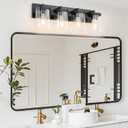 4-Light Bathroom Lighting Fixtures over Mirror, Matte Black Vanity Lights with Square Transparent Glass Shade. Modern Bathroom Vanity Light for Mirror Kitchen, Living Room, Gallery, Hallway