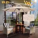 FLAME&SHADE 9ft Patio Umbrella - 2 Tiers Outdoor Umbrella with Push Button Tilt and Crank for UV Protection, Table Market Umbrella for Garden, Deck, Backyard, Pool and Beach(Beige), 9 FT Double Top