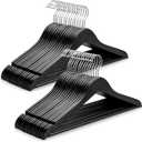 TOPIA HANGER Wooden Coat Hangers 30 Pack, Black Wood Suit Hangers, 360 Swivel Hook and Non-Slip Shoulder Notches for Camisole, Jacket, Pant, Shirt, Smooth Finished Clothes Hangers -CT54B30